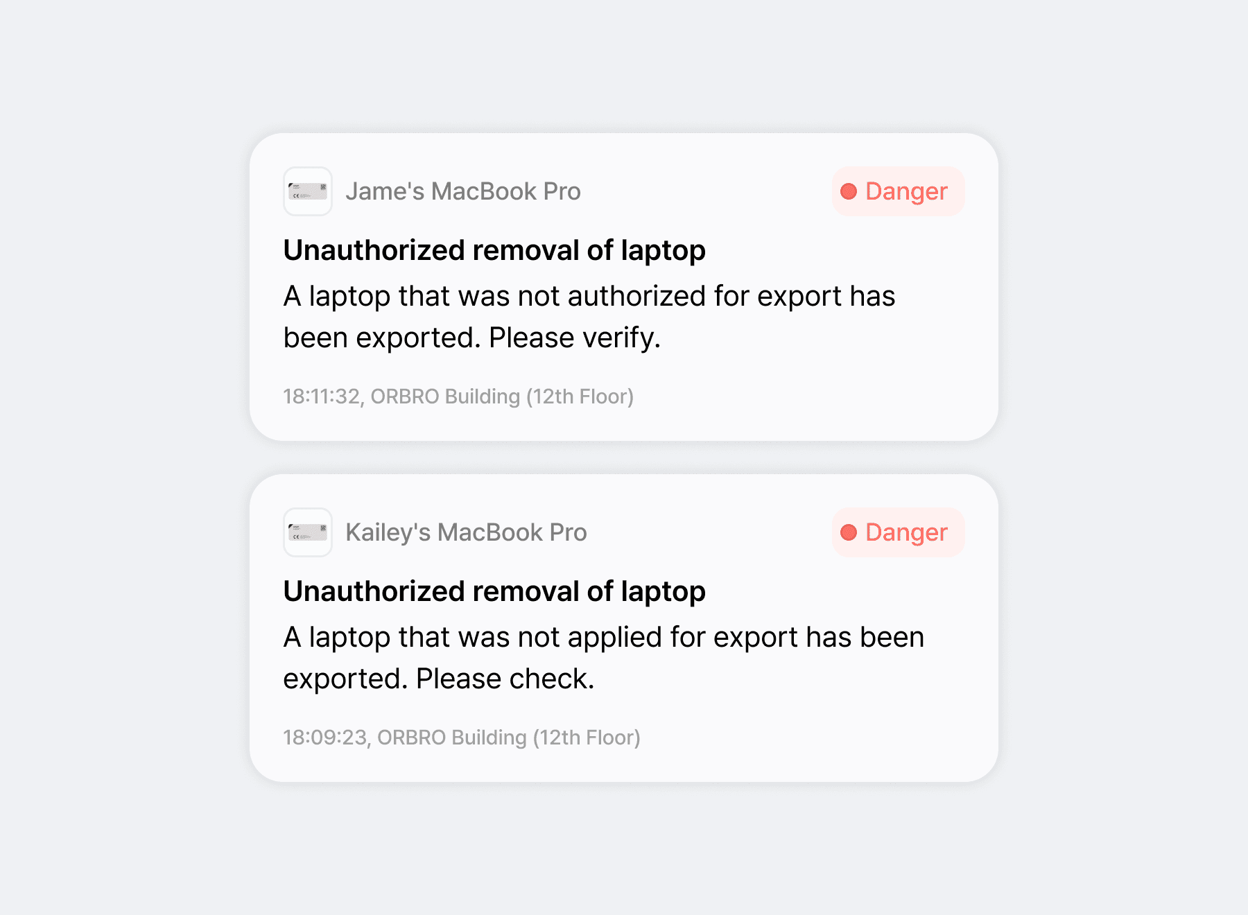 無断持ち出しリアルタイム警告