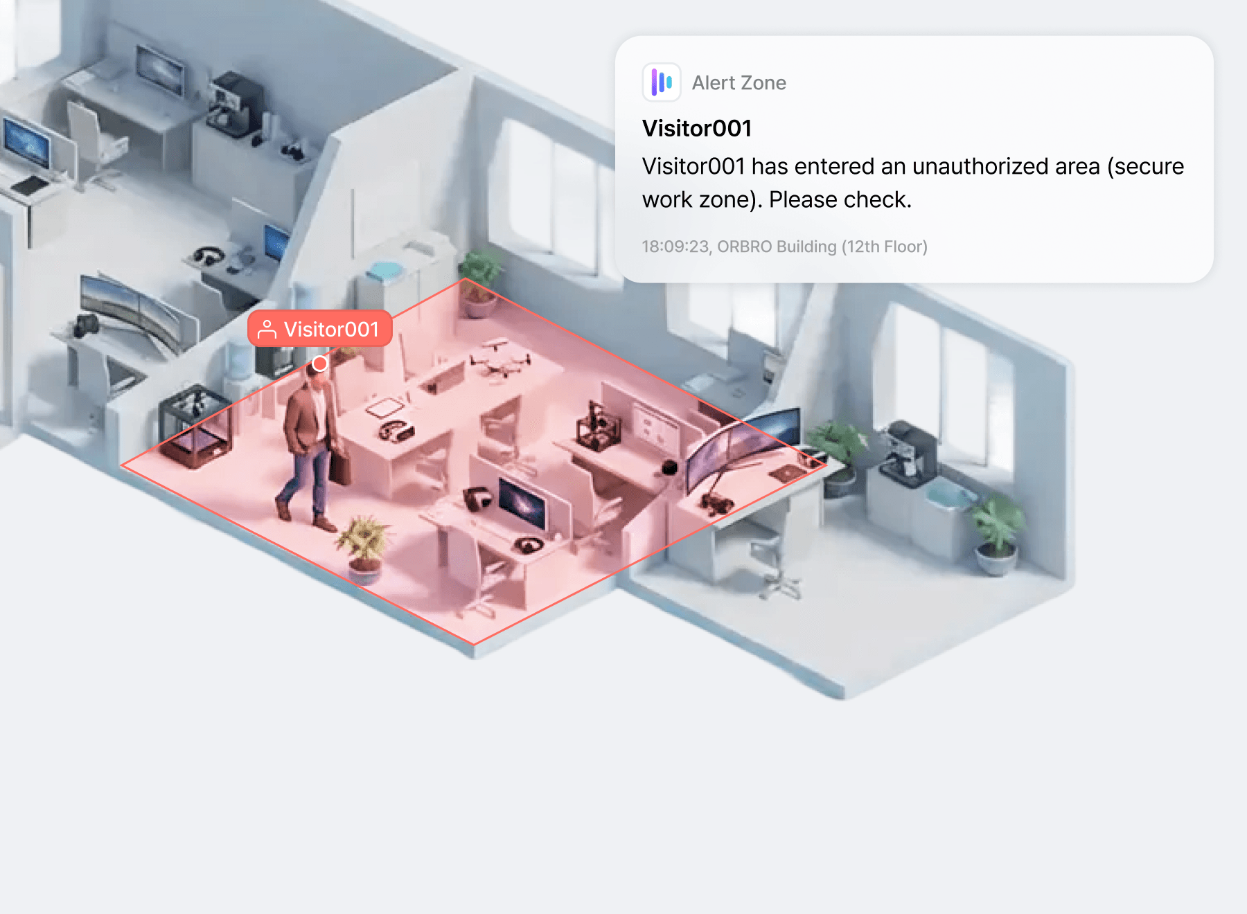来訪者の位置に基づく入退管理