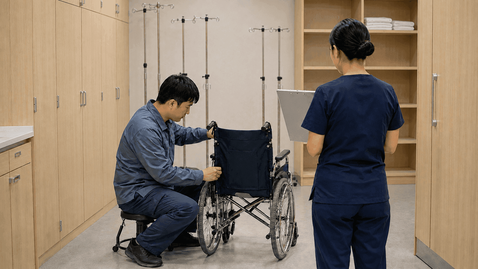 병원 자산대장과 현장 의료장비의 실물을 대조하는 담당자