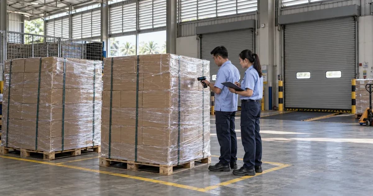 Pallet ở khu xuất hàng, nhưng có đúng đơn này không?