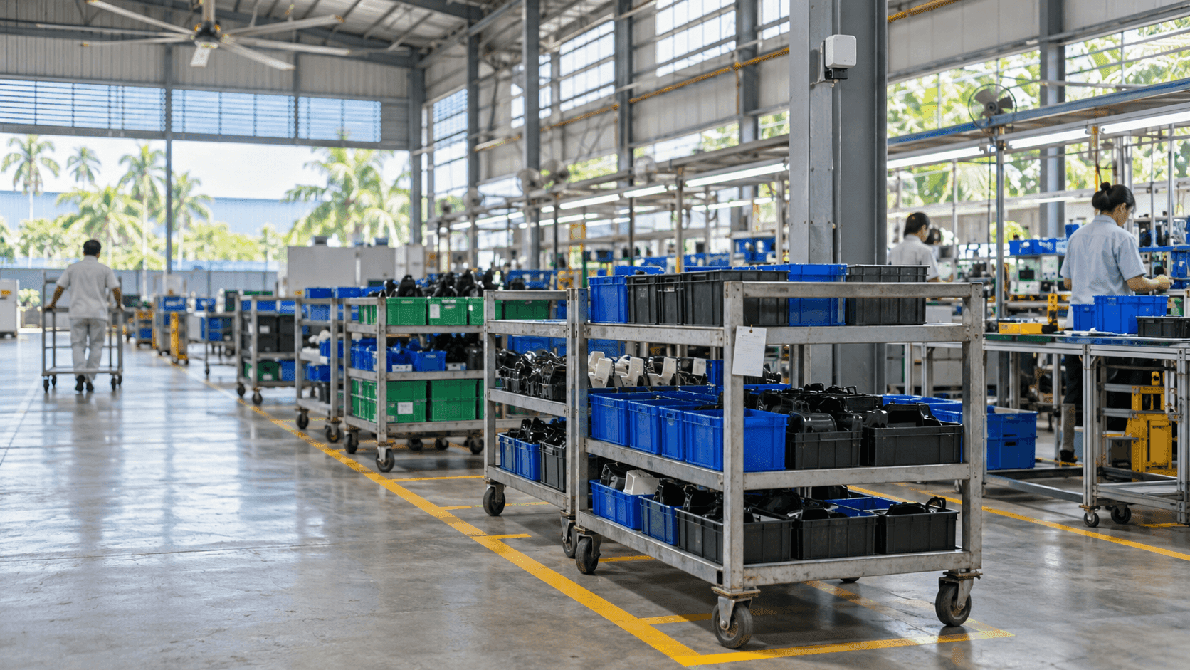 Quản lý xe đẩy hàng trong nhà máy: bốn con số cần xem trước khi mua thêm xe đẩy