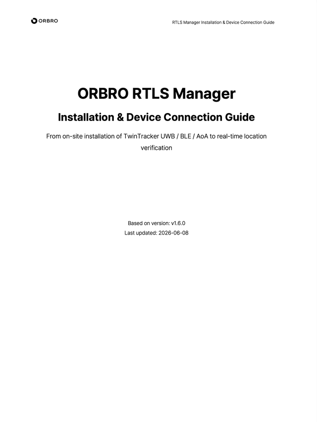 ORBRO RTLS Manager Installation & Device Connection Guide