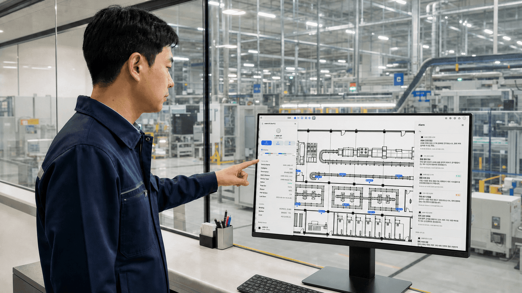 Manager reviewing plan and processing status on a live ORBRO OS process monitoring screen